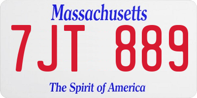 MA license plate 7JT889