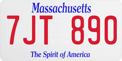 MA license plate 7JT890