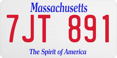MA license plate 7JT891
