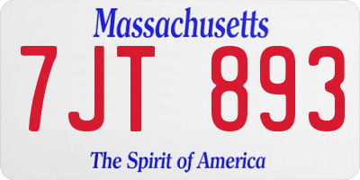 MA license plate 7JT893