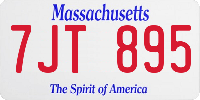 MA license plate 7JT895