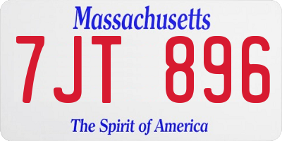 MA license plate 7JT896