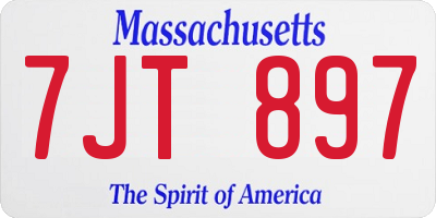 MA license plate 7JT897