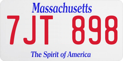 MA license plate 7JT898