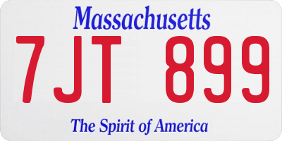 MA license plate 7JT899