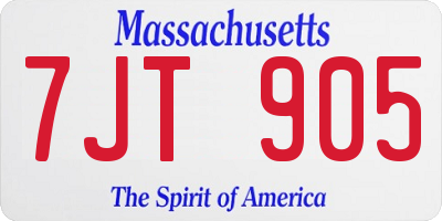 MA license plate 7JT905
