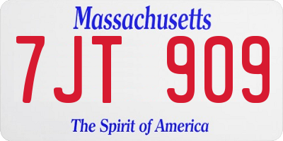 MA license plate 7JT909
