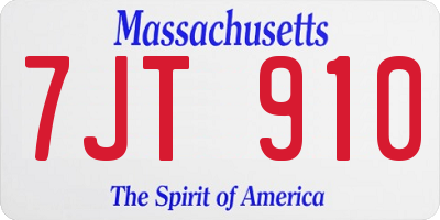 MA license plate 7JT910