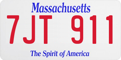 MA license plate 7JT911