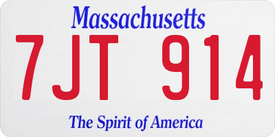 MA license plate 7JT914
