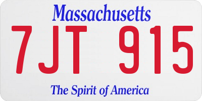 MA license plate 7JT915