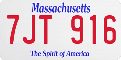 MA license plate 7JT916