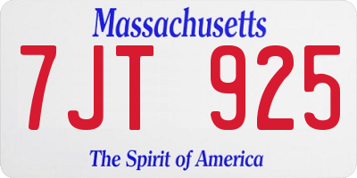 MA license plate 7JT925