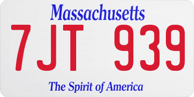 MA license plate 7JT939