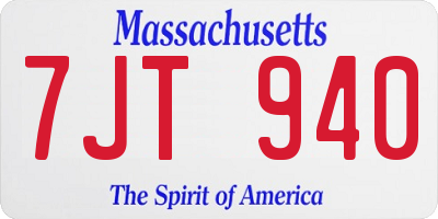 MA license plate 7JT940