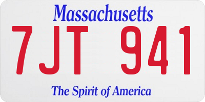 MA license plate 7JT941