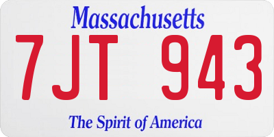 MA license plate 7JT943