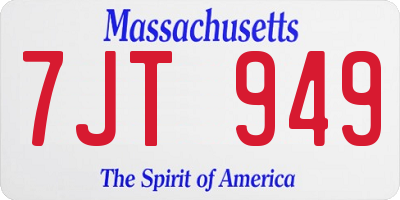 MA license plate 7JT949
