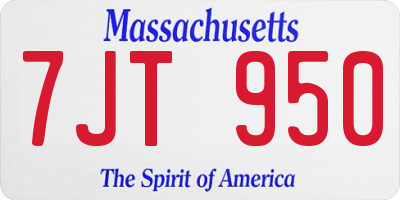 MA license plate 7JT950