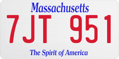 MA license plate 7JT951