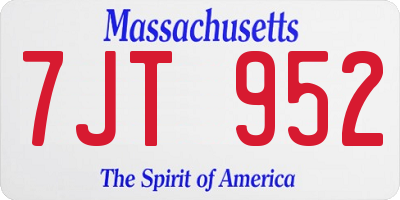 MA license plate 7JT952