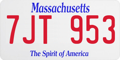 MA license plate 7JT953