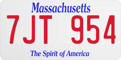 MA license plate 7JT954