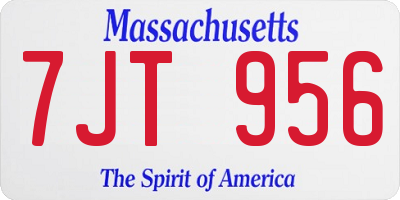 MA license plate 7JT956