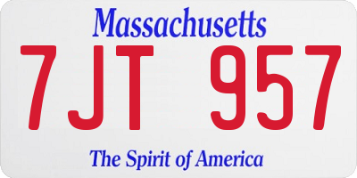 MA license plate 7JT957