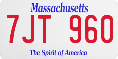 MA license plate 7JT960