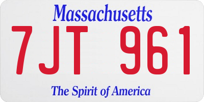 MA license plate 7JT961