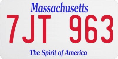 MA license plate 7JT963