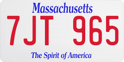 MA license plate 7JT965