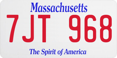 MA license plate 7JT968