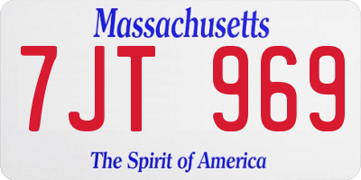 MA license plate 7JT969
