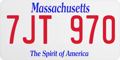 MA license plate 7JT970