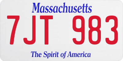 MA license plate 7JT983