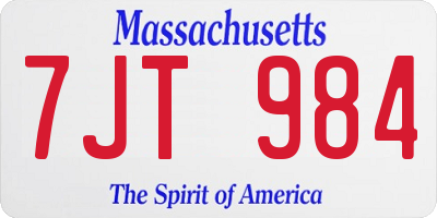 MA license plate 7JT984