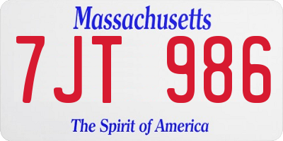 MA license plate 7JT986