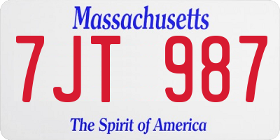 MA license plate 7JT987
