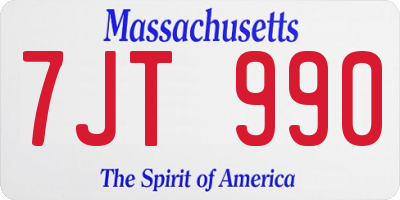 MA license plate 7JT990