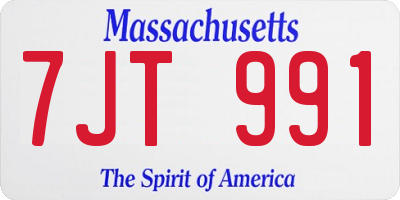 MA license plate 7JT991