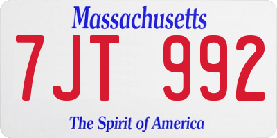 MA license plate 7JT992