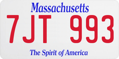 MA license plate 7JT993