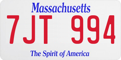 MA license plate 7JT994