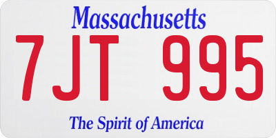 MA license plate 7JT995