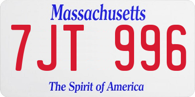 MA license plate 7JT996