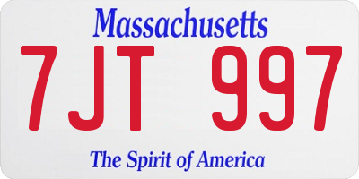 MA license plate 7JT997