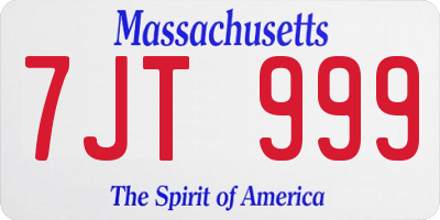MA license plate 7JT999