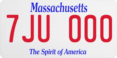 MA license plate 7JU000